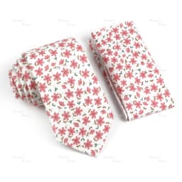 Novelty Floral Cotton Mens Casual Tie Set Fit Wedding Party Green Pink Blue Necktie Pocket Square Romantic Gravata Accessory