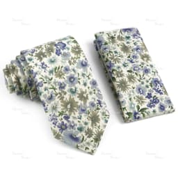 Novelty Floral Cotton Mens Casual Tie Set Fit Wedding Party Green Pink Blue Necktie Pocket Square Romantic Gravata Accessory