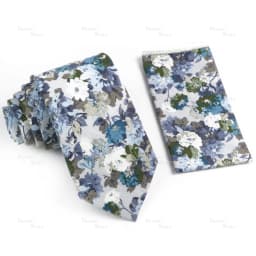 Novelty Floral Cotton Mens Casual Tie Set Fit Wedding Party Green Pink Blue Necktie Pocket Square Romantic Gravata Accessory