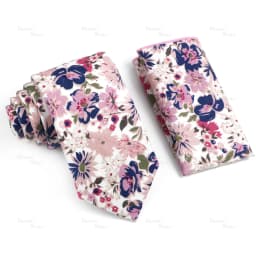 Novelty Floral Cotton Mens Casual Tie Set Fit Wedding Party Green Pink Blue Necktie Pocket Square Romantic Gravata Accessory