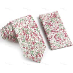 Novelty Floral Cotton Mens Casual Tie Set Fit Wedding Party Green Pink Blue Necktie Pocket Square Romantic Gravata Accessory