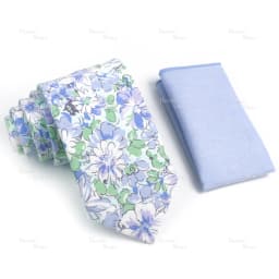 Novelty Floral Cotton Mens Casual Tie Set Fit Wedding Party Green Pink Blue Necktie Pocket Square Romantic Gravata Accessory