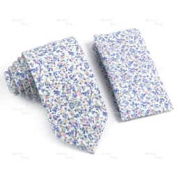 Novelty Floral Cotton Mens Casual Tie Set Fit Wedding Party Green Pink Blue Necktie Pocket Square Romantic Gravata Accessory