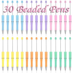 30Pcs New Beaded Ballpoint Pens Plastic Beadable Pens Wedding Favors Birthday Party Gifts Student Stationery Pens for Writing