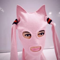 Funny Anime Cat Ear Knitted Face Mask Cosplay Cute Knitted Hats Halloween Party Costumes Accessory Funny Full Face Helmet