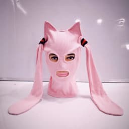 Funny Anime Cat Ear Knitted Face Mask Cosplay Cute Knitted Hats Halloween Party Costumes Accessory Funny Full Face Helmet