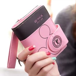 Explosion-style Women's Short Wallet Korean PU Leather Cute cartoon Student Zipper Handbag Multi-Card Folding Daily Pocket Walle