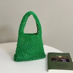 Personality Handmade Knitted Handbag Cotton Rope Hollowout Woven One-shoulder Pouch Large Capacity Colorful Underarm Bag Work
