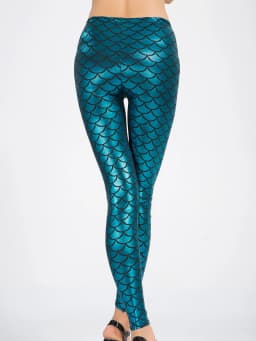 Spring And Autumn New European And American Nightclubs Gloss Fish Scale Leggings Wear High Spring Tight Nine-point Pants Woman