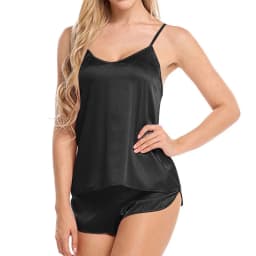 Women Sexy Ice Silky Pajamas Nightclothes Sleepwear Camisole And Shorts White Black Gray L XL XXL Comfortable Casual Summer