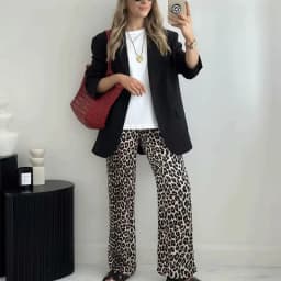 HXAO Vintage Leopard Pants Women High Waist Animal Print Baggy Pants Woman Streetwear Summer Wide Pants Retro Women's Trousers