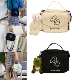 Ladies Fashion Canvas Small Square Bag Korean Version Multifunctional Cute Dog One-shoulder Diagonal Mobile Phone Package