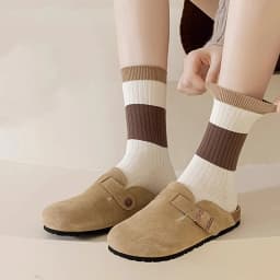 5 pairs of socks Maillard color mid length socks versatile and simple stacking socks college style brown socks