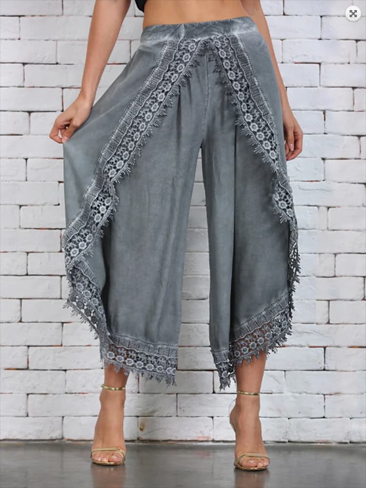 Women's Summer Lace Patchwork Pants Trendy Casual Comfortable Leggings Loose Bohemian Trousers