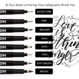 Hand Lettering Pens, Calligraphy Brush Pen, Pigment Liner Micron Pen Black Markers Set for Artist Sketch, Technical, Beginners