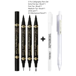 Hand Lettering Pens, Calligraphy Brush Pen, Pigment Liner Micron Pen Black Markers Set for Artist Sketch, Technical, Beginners