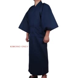 Cotton Navy Japanese Traditional Samurai Kimono For Men Yukata Bathing Robe Hekoobi Sauna Wear Homewear Belt Long Gown