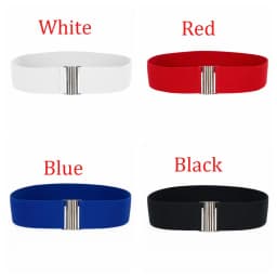 Fashion Womens Silver Buckle Wide Stretch Elastic Corset Waist Belts Waistband