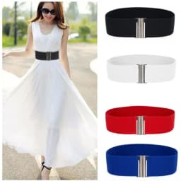 Fashion Womens Silver Buckle Wide Stretch Elastic Corset Waist Belts Waistband