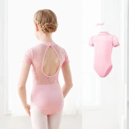Girls Ballet Leotard Kids Lace Splice Dance Leotards Stand Collar Ballet Bodysuit Children Dance Costumes Gymnastics Leotard