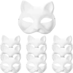 1-20pcs Japanese Mask Paper Blank Mask Halloween Cosplay Cat DIY Paintable Half Face Mask Animal Costume Party Decor Craft Prop