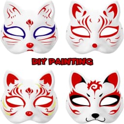 1-20pcs Japanese Mask Paper Blank Mask Halloween Cosplay Cat DIY Paintable Half Face Mask Animal Costume Party Decor Craft Prop