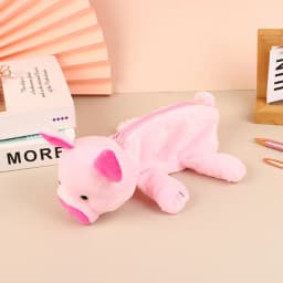 Cartoon Animal Pencil Case Lion Tiger Bear Plush Doll Pen Pouch Cosmetic Bag Desktop Storage Bag School Supplies Stationery Box