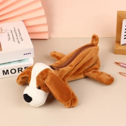Cartoon Animal Pencil Case Lion Tiger Bear Plush Doll Pen Pouch Cosmetic Bag Desktop Storage Bag School Supplies Stationery Box