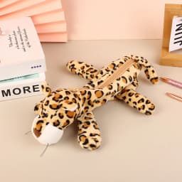 Cartoon Animal Pencil Case Lion Tiger Bear Plush Doll Pen Pouch Cosmetic Bag Desktop Storage Bag School Supplies Stationery Box
