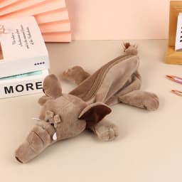 Cartoon Animal Pencil Case Lion Tiger Bear Plush Doll Pen Pouch Cosmetic Bag Desktop Storage Bag School Supplies Stationery Box