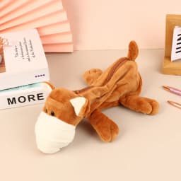 Cartoon Animal Pencil Case Lion Tiger Bear Plush Doll Pen Pouch Cosmetic Bag Desktop Storage Bag School Supplies Stationery Box