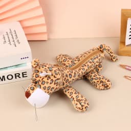 Cartoon Animal Pencil Case Lion Tiger Bear Plush Doll Pen Pouch Cosmetic Bag Desktop Storage Bag School Supplies Stationery Box