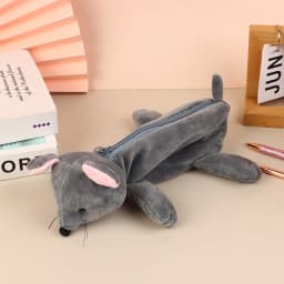 Cartoon Animal Pencil Case Lion Tiger Bear Plush Doll Pen Pouch Cosmetic Bag Desktop Storage Bag School Supplies Stationery Box