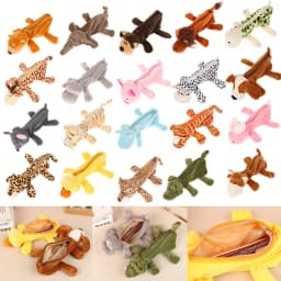 Cartoon Animal Pencil Case Lion Tiger Bear Plush Doll Pen Pouch Cosmetic Bag Desktop Storage Bag School Supplies Stationery Box