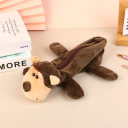 Cartoon Animal Pencil Case Lion Tiger Bear Plush Doll Pen Pouch Cosmetic Bag Desktop Storage Bag School Supplies Stationery Box