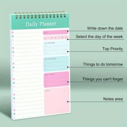 1PC Daily To Do List Notepad - 30 Laminated Sheets for Work, School, Fitness & Academic Goals Notebook - Perfect Back To School