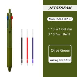 Japan Uni 3 in 1 Multifunctional Gel Pen Jetstream Retractable Ballpoint Pens 0.7mm/0.5mm SXE3-507 Smooth Writing Stationery