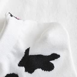 5 Pairs Women Cow Patterned Boat Socks Trendy Versatile Cartoon Striped Girl Socks Soft Comfortable Breathable Casual Socks
