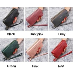 Fashion Ladies Leather Wallet Long Purse Clutch Zipper Multi-Layer Business Wallet Bag Large Capacity Phone Card Holder Case