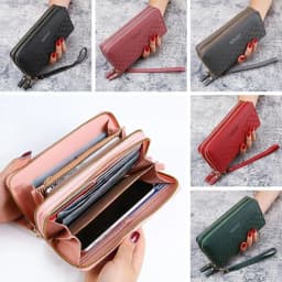 Fashion Ladies Leather Wallet Long Purse Clutch Zipper Multi-Layer Business Wallet Bag Large Capacity Phone Card Holder Case
