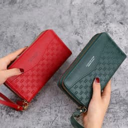Fashion Ladies Leather Wallet Long Purse Clutch Zipper Multi-Layer Business Wallet Bag Large Capacity Phone Card Holder Case