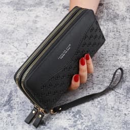 Fashion Ladies Leather Wallet Long Purse Clutch Zipper Multi-Layer Business Wallet Bag Large Capacity Phone Card Holder Case