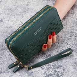 Fashion Ladies Leather Wallet Long Purse Clutch Zipper Multi-Layer Business Wallet Bag Large Capacity Phone Card Holder Case