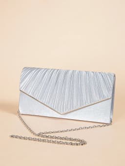 Elegant Pleated Evening Bag, Solid Color Textured Envelope Dinner Bag, Perfect Clutch For Party, Wedding And Banquet