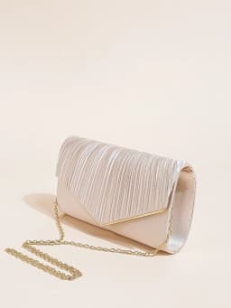 Elegant Pleated Evening Bag, Solid Color Textured Envelope Dinner Bag, Perfect Clutch For Party, Wedding And Banquet
