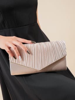 Elegant Pleated Evening Bag, Solid Color Textured Envelope Dinner Bag, Perfect Clutch For Party, Wedding And Banquet