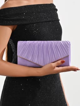Elegant Pleated Evening Bag, Solid Color Textured Envelope Dinner Bag, Perfect Clutch For Party, Wedding And Banquet