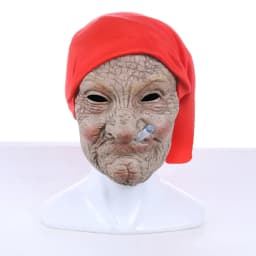 Smoking Old Nana Granny Latex Mask Cosplay Funny Grandma Red Scarf Masks Halloween Carnival Dress Up Purim Party Costume Props