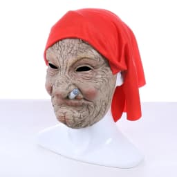 Smoking Old Nana Granny Latex Mask Cosplay Funny Grandma Red Scarf Masks Halloween Carnival Dress Up Purim Party Costume Props