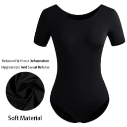 Women's Classic Team Basic Short Sleeve Ballet Dance Leotards for Adult Gymnastics Dance Tops with Soft Lining Ballet Clothes